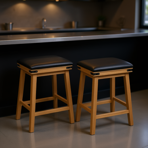 Tabourets de bar en bois d'acacia, hauteur réglable 24-30 pouces, design moderne, mobilier de salle à manger - Product Image 2
