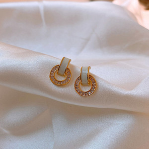 Boucles d'oreilles rondes en zircone cubique de luxe pour femme Boucles d'oreilles en argent avec aiguille en zircon géométrique - Product Image 6