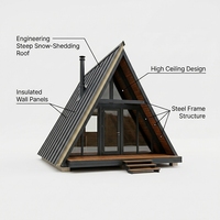 Cabane triangulaire en forme de A, kit de cabane préfabriquée, résistante aux charges de neige, plafond haut, idéale pour le glamping en station de ski ou comme retraite.