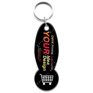1 EURO Token <b>Key</b> Metal Printing With Epoxy Coating Keyring Shopping Cart Coin Keychain <b>Key</b> Holder - Product Image 1