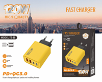 Cargador Multi-Puerto de 120W de Alta Calidad para Adaptador de Corriente Tipo C de 6A, Carga Rápida para Teléfono 15/16 Pro, Enchufe EU/US