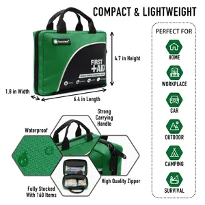 Hittebestendige 160 Stuk Waterdichte Groene EHBO-Doos Tassen Met Medische Benodigdheden