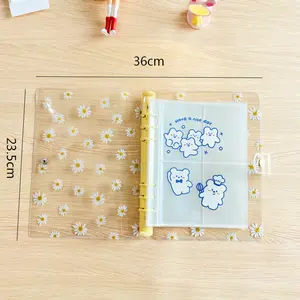 Wholesale A5 A6 Clear PVC Daisy Budget Binder Notebook Transparent Mini Refillable 6 Ring Colored Budget Planner Binders Cover