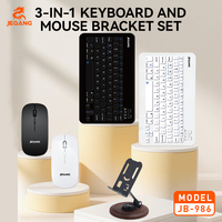 Mouse dan Keyboard Nirkabel BT Universal 3 in 1 dengan Dudukan Desktop, Set Bisnis Isi Ulang untuk Tablet dan Ponsel
