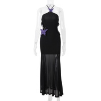 Femmes Vintage Floral Solide Imprimer Maxi Plage Robes Élégant Halter Parties En Gros Numérique Naturel Plissé Techniques