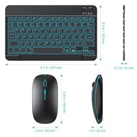 Keyboard dan Mouse Nirkabel Bluetooth Ultra Tipis Plastik Tahan Lama dengan Penyesuaian Kecerahan RGB untuk Tablet Tab S4 10.5