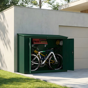 Abri <span class=keywords><strong>de</strong></span> rangement pour vélos en acier galvanisé, abri <span class=keywords><strong>de</strong></span> jardin pour vélos, casier à vélos hautement sécurisé, boîte à vélos résistante aux intempéries avec <span class=keywords><strong>toit</strong></span> incliné - Product Image 4