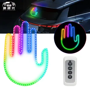 Vente chaude universel cadeau d'anniversaire cadeau doigt lumière rvb couleur voiture fenêtre lumière avec télécommande Led moyen doigt voiture lumière