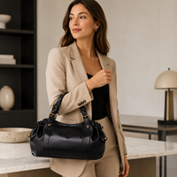 Sac à main en cuir PU pour femme, grande capacité, sac à bandoulière pour femme, sac à main tendance avec détails métalliques