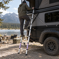 Échelle télescopique en alliage d'aluminium 7-16 marches, capacité de charge 150 kg, design pliable portable pour maison, toit, grenier, camping-car et entrepôt