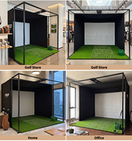 PGM Kit complet de simulateur de golf d'intérieur à montage rapide, avec structure en acier, écran d'impact, résolution 1080p, 100 jeux virtuels
