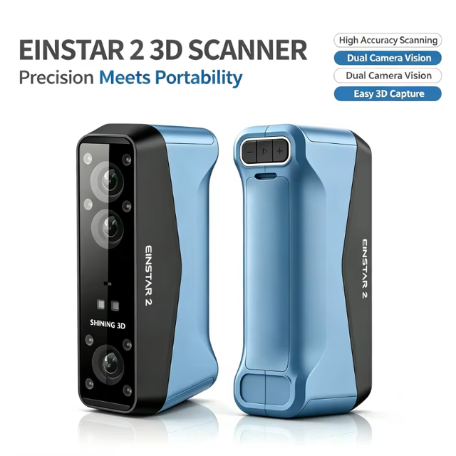 2026 Shining EINSTAR 2 Wireless Handheld 3D Scanner with Dual Light Source Suitable for Reverse Engineering & Cultural Heritage