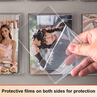 Bingkai Foto Magnet Kulkas Akrilik Transparan Anti UV untuk Dinding, Logo Custom, Natal, Halloween