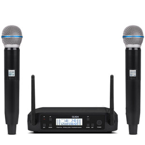 Sistema de micrófono inalámbrico portátil Rayco con 2 micrófono de mano inalámbrico para escenario fiesta de bodas en Iglesia GLXD24 - Product Image 1