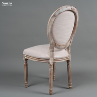 Chaise de salle à manger Louis XVI de style français, dossier en lin blanc, dossier en rotin tissé moderne, mobilier de maison en bois
