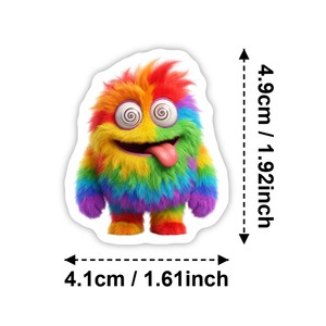 New 50 <b>Sheets</b> Set of Fun Plush Little Monster Stickers, Cute Emotion Expression Journal Collage Decorative Stickers - Product Image 5