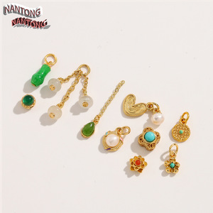 Nantong Natural Stone Charms Flower Heart Fish Shape Bezel Setting DIY Jewelry Accessories Unisex Everyday Wear - Product Image 3