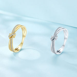 공장 925 스털링 실버 더블 레이어 매듭 손가락 반지 쌓을 수있는 반지 원래 디자인 고급 보석 SCR896 - Product Image 2