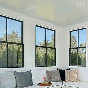 Fenêtres à double battant de style français avec <span class=keywords><strong>grille</strong></span> décorative, baies vitrées en verre trempé pour maisons - Product Image 3