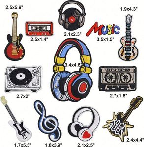 Wholesale Eco-Friendly Music Style Repair Iron Heat Press Embroidered Applique <b>Patch</b> Press-On Musical Instrument <b>Patches</b> - Product Image 2