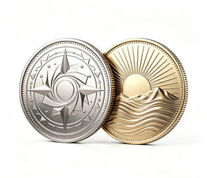 Pendientes de Aro con Colgante de Moneda de Aleación de Aluminio Forjado a Medida, Borde Acanalado, Diseño Geométrico de Sol y Luna para Joyería de Moda - Product Image 4