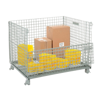 Conteneur en treillis métallique pliable, cage de stockage empilable, palette pliable, stillage ODM 300 kg, revêtement en poudre pour entrepôt