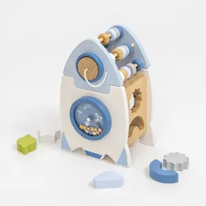 Asweets Nouveauté 2024 Jouet fusée en bois occupé et stimulant, apprentissage des formes, Montessori 6 en 1, mini jeu éducatif <span class=keywords><strong>pour</strong></span> enfants - Product Image 1