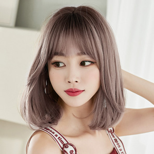 <span class=keywords><strong>Cheveux</strong></span> courts fleur de poirier tête épaule longueur perruque de <span class=keywords><strong>cheveux</strong></span> synthétiques naturellement moelleux clavicule bouclée boucle intérieure pour les femmes - Product Image 5