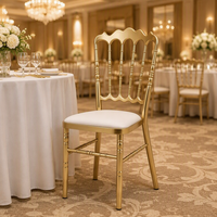 Chaises de salle à manger empilables en métal, durables, imperméables, écologiques, avec coussin en cuir PU, pour mariages en plein air et hôtels