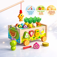 Boîte à jouets en bois durable et multifonctionnelle pour légumes, fruits et animaux, jeu éducatif cognitif, préscolaire, éducation précoce, activité