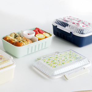 <b>Lunch</b> <b>Box</b> Single Layer Divider Microwave Safe Rectangle Bento <b>Box</b> For Office Worker Student - Product Image 3