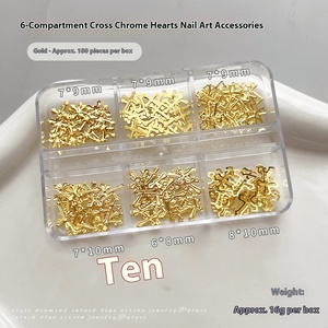 Paso Sico 3D Rivet Nail Art Jewelry Set Gold Silver Alloy French Thin Sheet Cross DIY Nail Art Charms for Manicure Supplies - Product Image 4