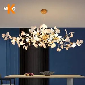 Veko Keramische Ginkgo Verlaat Luxe Kroonluchter Hanglampen Voor Thuis Ding Kamer Kroonluchter