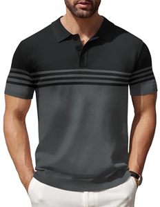 T-shirts à manches courtes en tricot rayé personnalisé pour polo de golf d'été pour hommes broderie pour uniformes d'équipe en vrac disponible - Product Image 3
