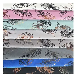 Double Faced Leaf Design Four Way Stretch Fabric Foil Fabric 100% Polyester Fabric For Women Garments