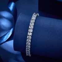Bracelet unisexe classique en acier à maillons carrés, tendance, avec zircone cubique, en cuivre plaqué rhodium, style tennis, pour femmes et hommes