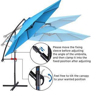 Parasols d'extérieur suspendus en porte-à-faux <span class=keywords><strong>parasol</strong></span> décalé de patio de 10 pieds avec manivelle pratique et base croisée <span class=keywords><strong>Protection</strong></span> <span class=keywords><strong>UV</strong></span> bleu ciel 8 côtes - Product Image 5