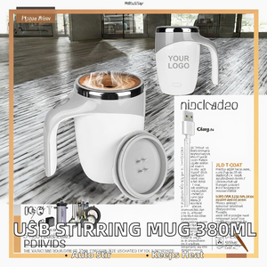 Taza de Café Recargable USB de Acero Inoxidable de 380 ml, Taza de Viaje Magnética con Autoagitación, Entrega Rápida, Regalo Empresarial, Vaso para Bebidas - Product Image 5