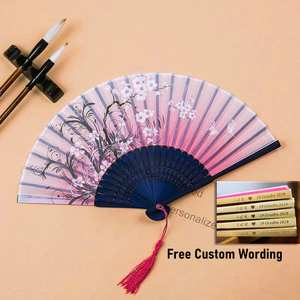 حار بيع مصنع مباشرة الشمبانيا ديزي مراوح قابلة للطي اليابانية يده الحرير الخيزران يده الحرير للطي مروحة سعر جميلة - Product Image 3
