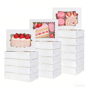 Cajas para Pasteles con Ventana al por Mayor, Cajas Desechables para Regalo de Macarons, 12*8*2.5 Pulgadas, Embalaje de Grado Alimenticio para Repostería Casera, Cafeterías y Postres - Product Image 1