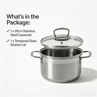 Ensemble de casseroles en acier inoxydable de qualité supérieure, couvercles en verre, base épaisse et robuste, compatible induction, gaz, lave-vaisselle et four, écologique