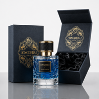 Flacon de parfum en verre transparent de luxe personnalisé, 30 ml, 50 ml, 100 ml, flacon de parfum vide rond à sertir avec boîte cadeau