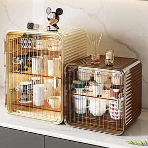 Water Cup Holder Storage Rack 2 Compartments Kitchen Desktop <b>Cabinet</b> Living Room Use - Product Image 1