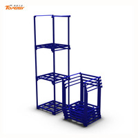 Étagère de rangement pour pneus de camion en acier robuste, pliable, empilable, avec surface enduite de poudre personnalisée, taille et couleur personnalisables, 3-4 niveaux
