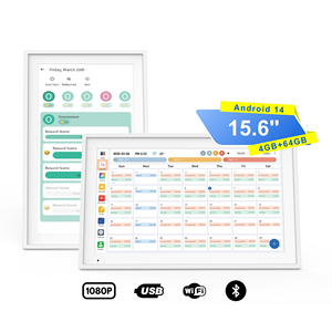 15.6 inch Máy tính để bàn kỹ thuật số gia đình Android 14 lịch thông minh Màn hình cảm ứng 4 + 64GB Trắng Khung ảnh kỹ thuật số Wifi Chức năng đồng hồ - Product Image 1