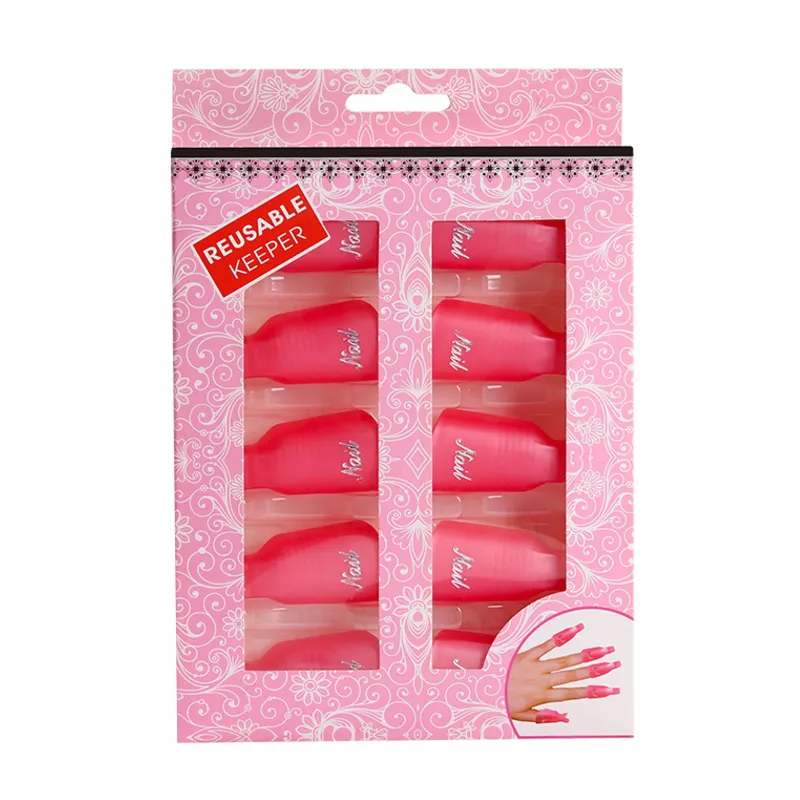 Toptan yeniden kullanılabilir uv jel oje çıkarıcı kap klipleri seti plastik nail art remover klip aracı