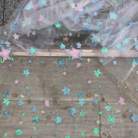 Tissu de broderie étincelant tissu de dentelle brodée perles colorées étoile maille Hanfu tissu dentelle pour jupe d'été