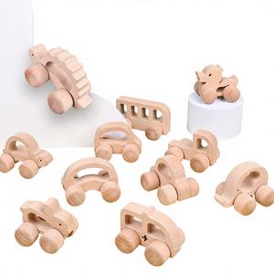 Mini voiture en bois Montessori pour l'apprentissage des capacités sensorielles et motrices des bébés, jouet à hochet en bois pour tout-petits - Product Image 6