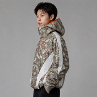 Veste à capuche en nylon pour homme, col montant, imperméable, haute qualité, entièrement zippée, motif camouflage