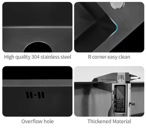 Évier de cuisine à double cuvette en acier inoxydable 201/304 personnalisé de haute qualité Évier de cuisine moderne noir <span class=keywords><strong>Prix</strong></span> de l'évier en acier inoxydable - Product Image 6